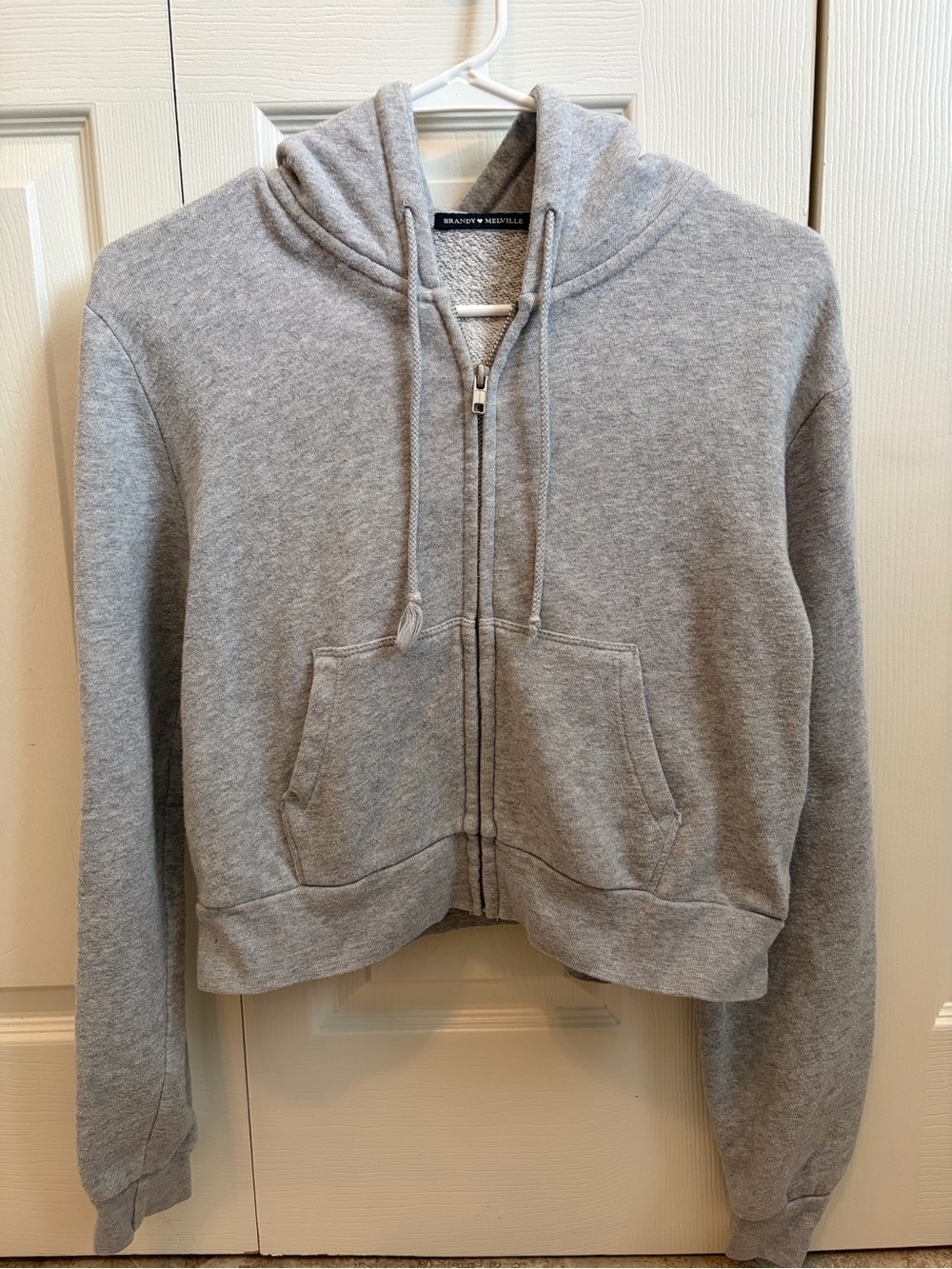 Brandy Melville Light Gray Hoodie Tag Detail